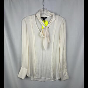Smythe Over The Head Tie Neck Blouse Top Ivory Size S